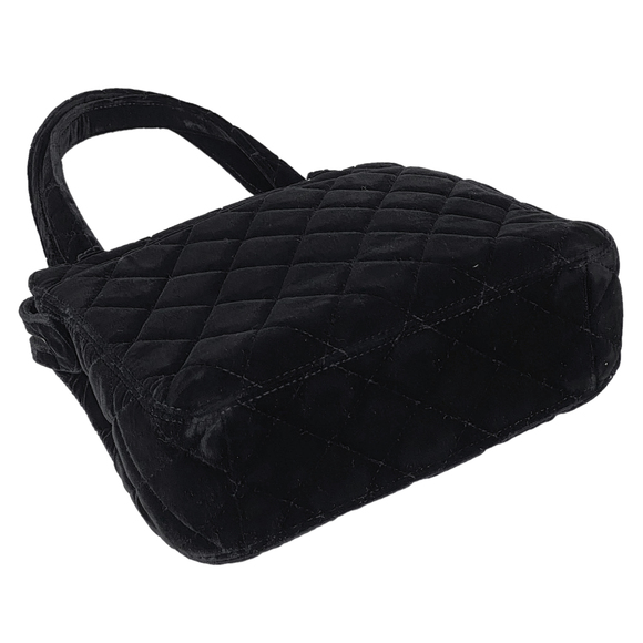 Chanel Black Velor Logo Matelasse Handbag Velvet - Picture 1 of 10